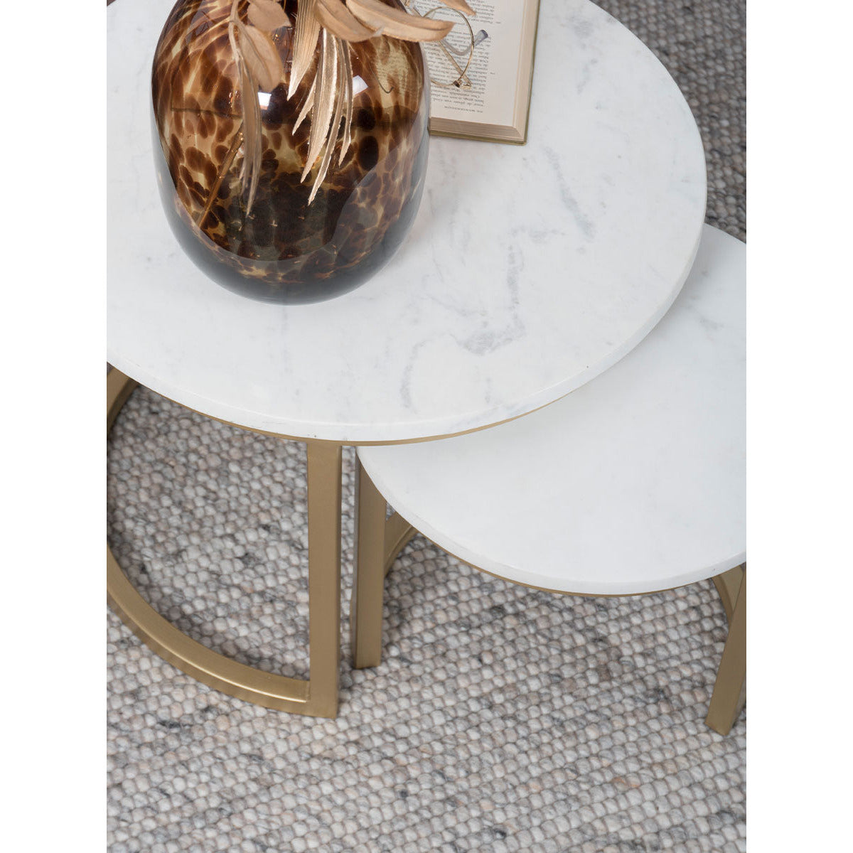 Coffee table Jasmin Marble - Set of 3 - White/Gold