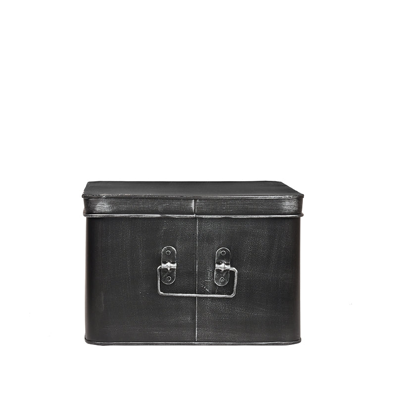 LABEL51 Storage Tin Media Storage Box - Black - Metal - XL