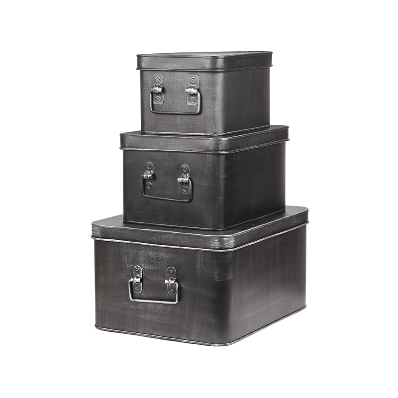 LABEL51 Storage Tin Media Storage Box - Black - Metal - XL