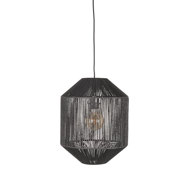 LABEL51 Hanging Lamp Ibiza - Black - Jute - 1-Light Cylinder