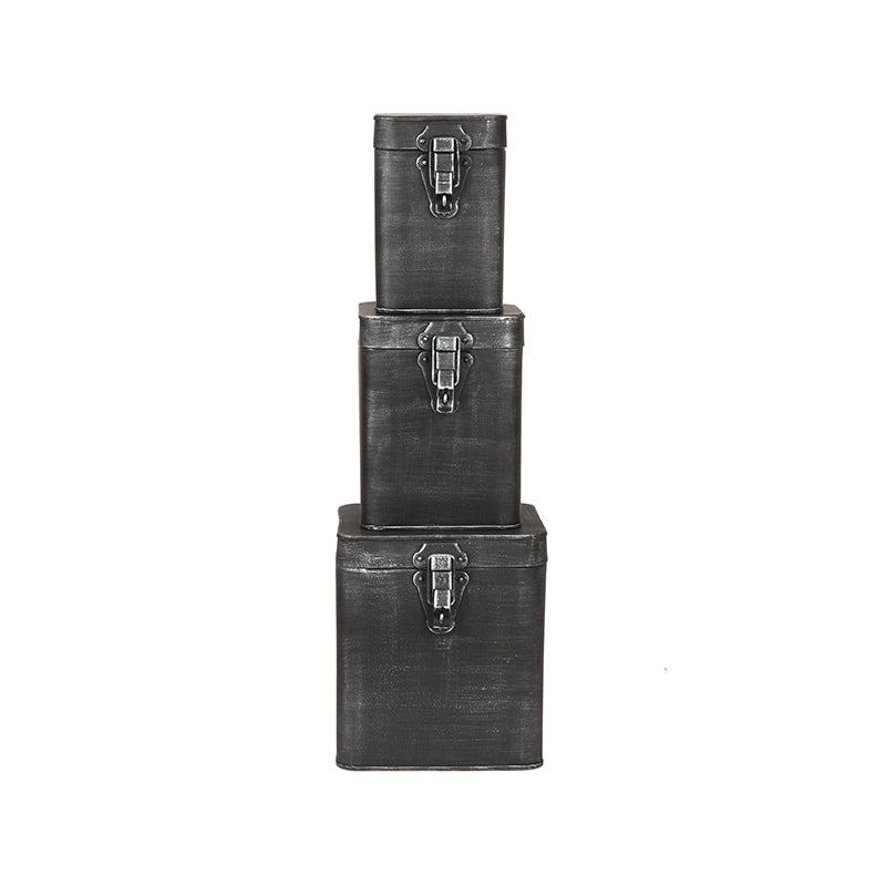 LABEL51 Storage tin Storage box - Antique gray - Metal - L -