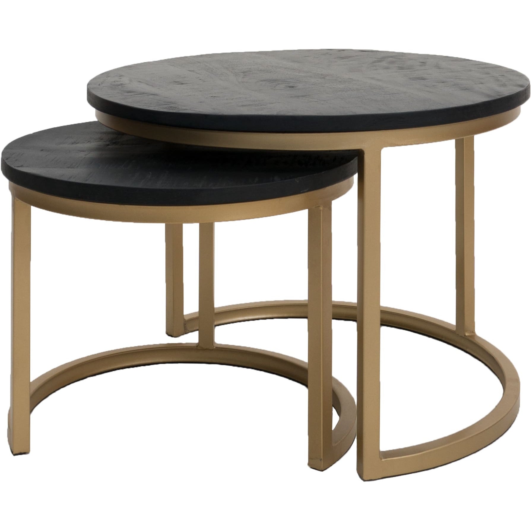 Coffee table Bart - Set of 2 - Black top - Gold base