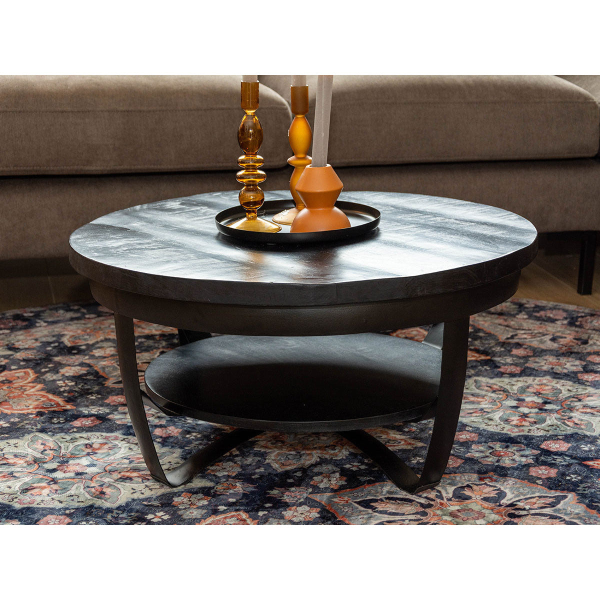 Coffee table Cilamon - 70 cm - Black top - Black base