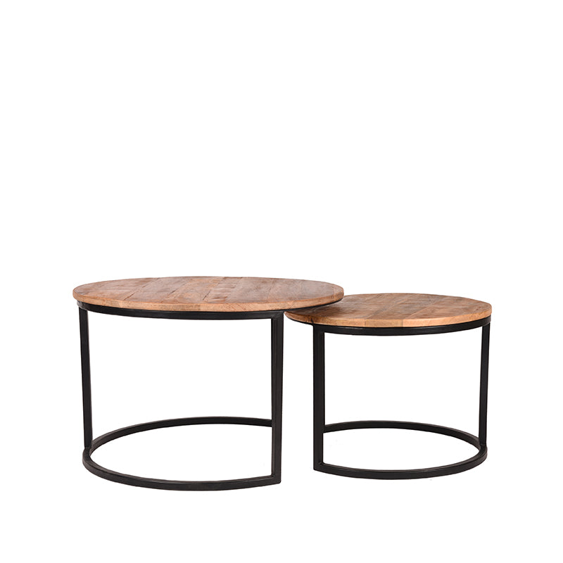 LABEL51 Coffee Table Set Double - Rough - Mango Wood
