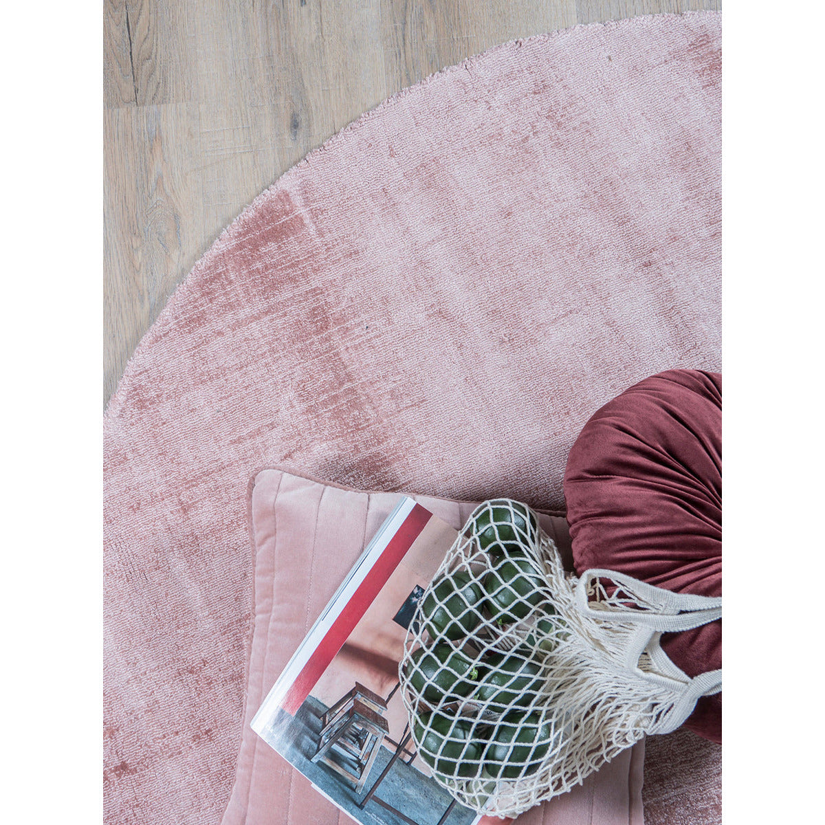 Carpet Viscose Pink Round Round