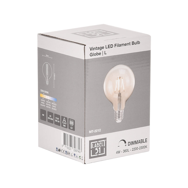 LABEL51 Light Source LED Carbon Wire Lamp Sphere - Glass - L