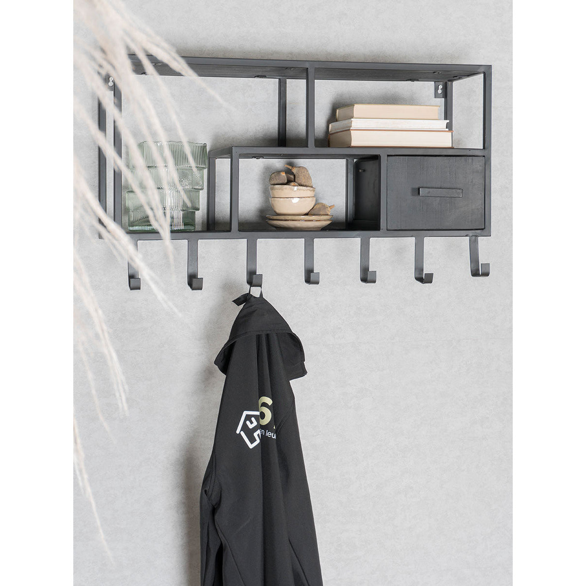 Wall cabinet - Huub coat rack Black Mango wood - Right