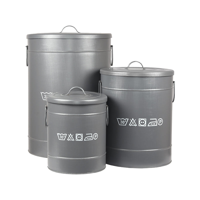 LABEL51 Storage Tin Laundry Basket - Gray - Metal - M